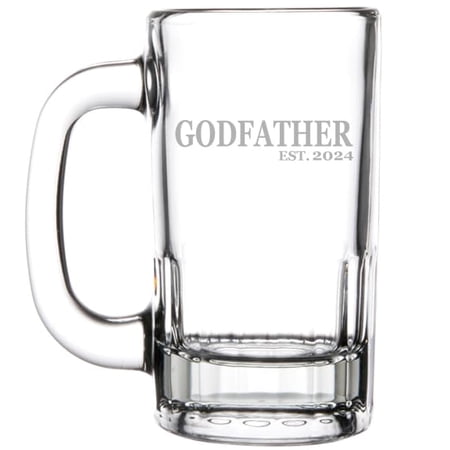 12oz Beer Mug Stein Glass Godfather Est 2024