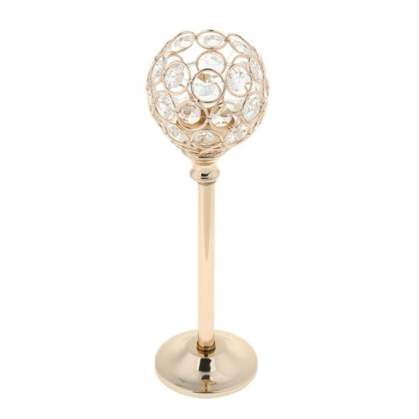 Candelabro de cristal de mosaico, soporte para velas de té, candelabro para el hogar y L dorada