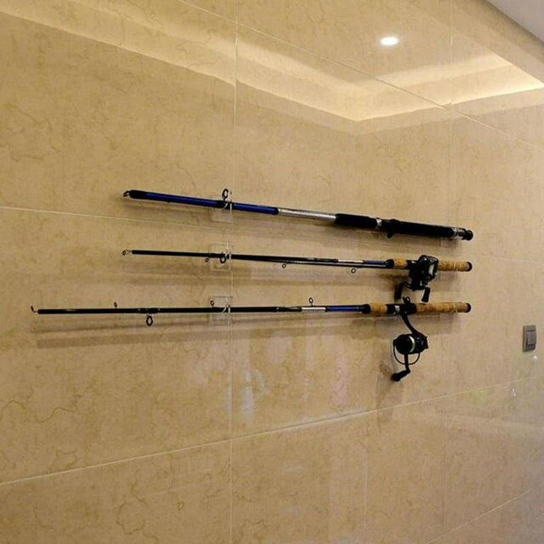 6pcs Fishing Rod Holder Wall Mounted Rack for Boat Garage Cabin Basement, Size: 7x4x5cm, Clear