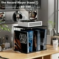 thumbnail image 5 of Vinyl Record Storage, Metal & Wooden Vinyl Record Holder Up to 80 Album, 3-Compartment Record Player Stand for Magazine, Books Black, 5 of 6
