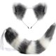 thumbnail image 1 of Juego de orejas y cola de mapache de lobo de gato, cola peluda de animal, diademas con orejas, disfraz de Navidad de Halloween Cosplay (blanco + gris) LingWen 1327537000365, 1 of 5