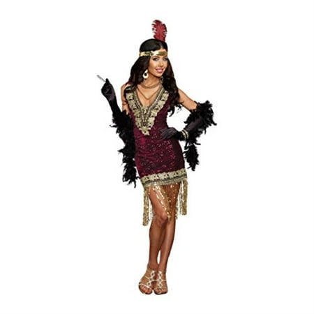 Dreamgirl Women's Sophisticated Lady 1920s Flapper Party Costume, Burgundy, Small