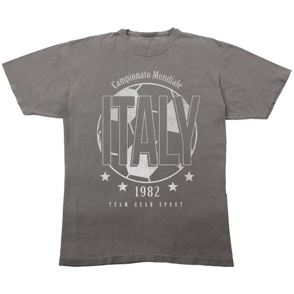 Team Gear Vintage Italy 1982 Champions Adult Gray Crew Neck Short Sleeve T-shirt-Medium