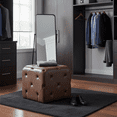 thumbnail image 2 of 19-Inch Square Tufted Ottoman Footstool, Upholstered Cube Pouf with Button Tufting for Living Room, Bedroom (Multiple Fabrics), 2 of 7