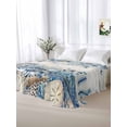 thumbnail image 5 of Twin Flat Sheet, Blue Turtle Coastal Twin Bed Sheets Only, Soft Microfiber Flat Sheet, Beach Coral Nautical Starfish Sea Eucalyptus Vintage Hotel Quality Bedding Top Sheet Bedroom Home Dorm Decor, 5 of 8