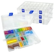 DUONER Plastic Bead Storage Organizer Box Divided Grids 18 Compartments Small Plastic Craft Storage Box with Compartments Bead Containers for Storage Jewelry Thread Earring Plastic Box, White x 2