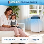 Takywep 14,000 BTU Dual Hose Portable Air Conditioner with Heat Pump, Inverter AC, 3-in-1 Cool/Heat/Dehumidifier, Ultra Quiet 42dB, Energy Efficient, Remote, for Rooms up to 700 Sq.Ft