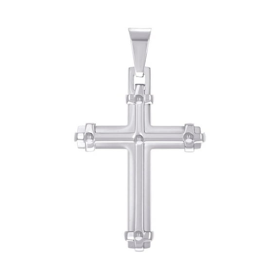 Stainless Steel Mens Cross Religious Charm Pendant Necklace for Men