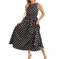 thumbnail image 2 of Women's Polka Dot Round Neck Sleeveless Midi Dress 100% Polyester Lightweight Chic Everyday Wardrobe For Spring Wear, 2 of 8