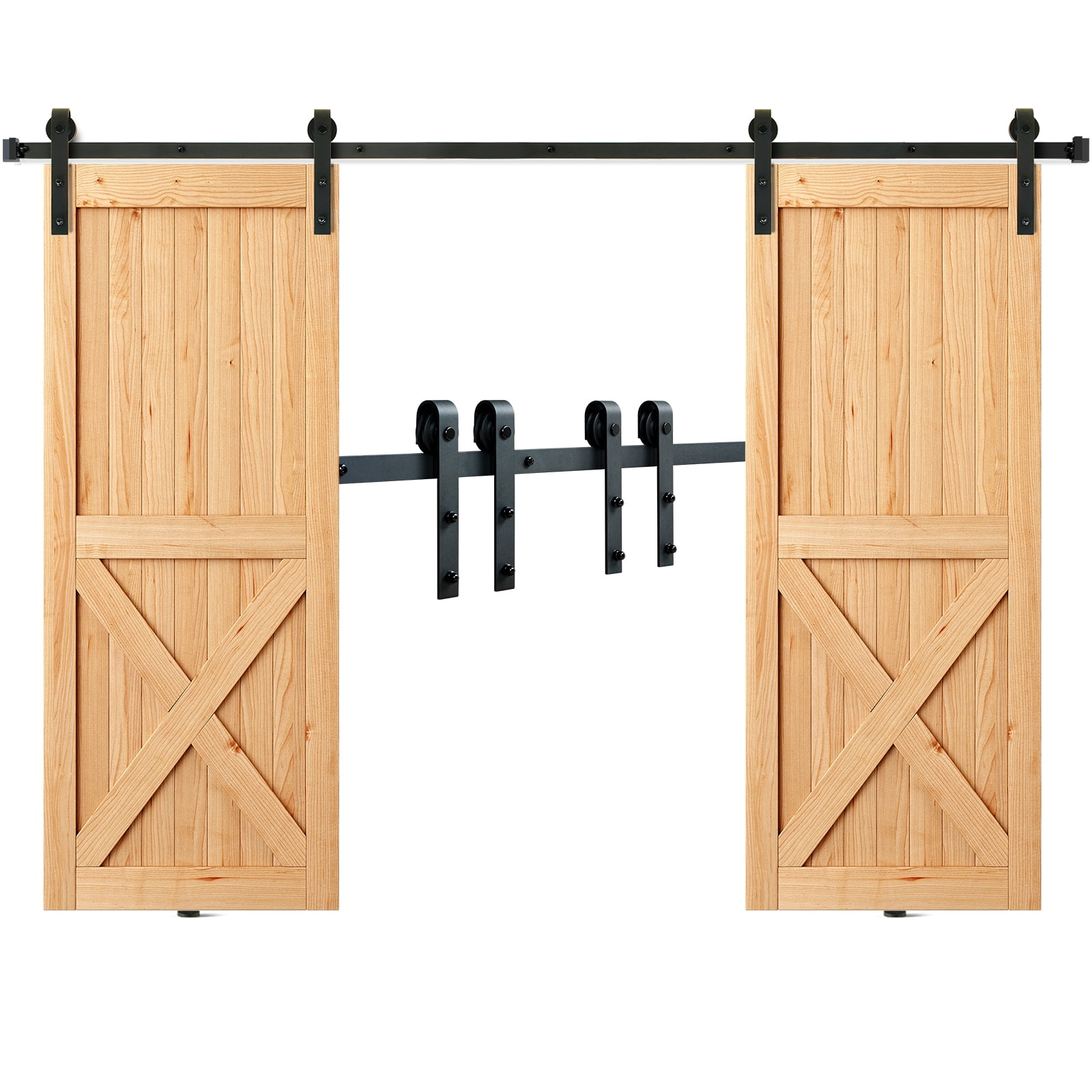 VEVOR 8 ft, Sliding Barn Door, 96.1'' x 1.5'' x 0.2'' Carbon Steel Material Barn Door Hardware Kit