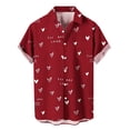 thumbnail image 3 of Camisa casual de moda para hombre con estampado 3D de patrón de amor y solapa estilo hawaiano, manga corta, ropa de playa transpirable, 3 of 5