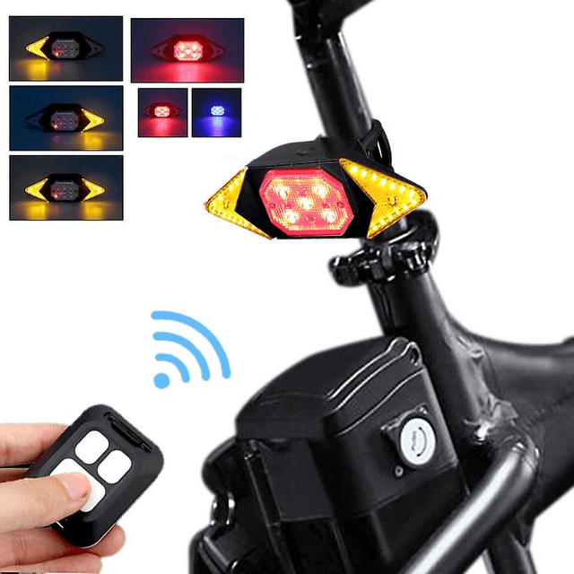 Luz de bicicleta inteligente con Control remoto inalámbrico, señal de giro para ciclismo, luz trasera recargable por Usb, lámpara Led de advertencia Rojo Verde