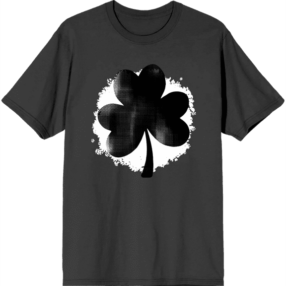 St Pats Clover Crew Neck Short Sleeve Adult T-shirt-Medium-Charcoal