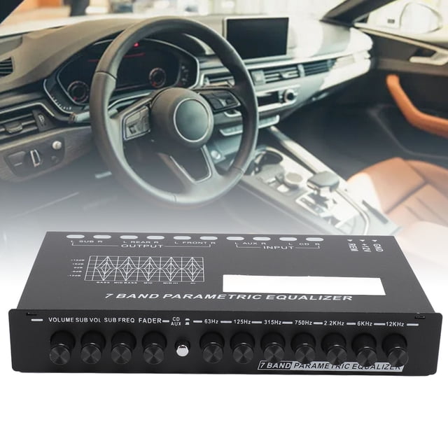 7 Band Equalizer, Subwoofer Car Amplifier Graphic Equalizer Metal CD AUX Input Select Switch for Motorcycle