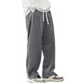 thumbnail image 2 of Mens Corduroy Casual Pants Fashion Loose Fit Wide Leg Straight Sweatpants Elastic Waist Drawstring Gray XS, 2 of 10