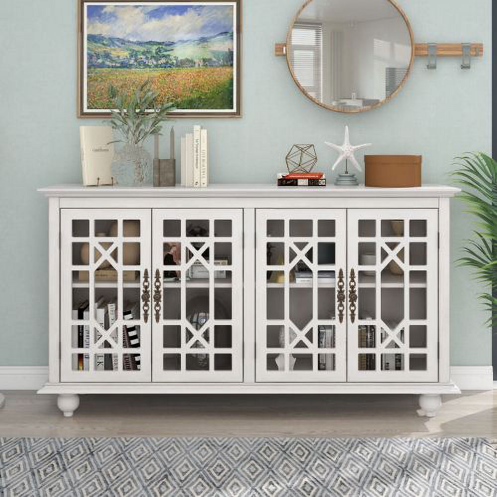  Aisurun Storage Cabinet Sideboard Buffet Cabinet Storage  Cupboard with 4 Doors & Square Metal Legs for Living Room Kitchen Entryway  (White) - Buffets & Sideboards