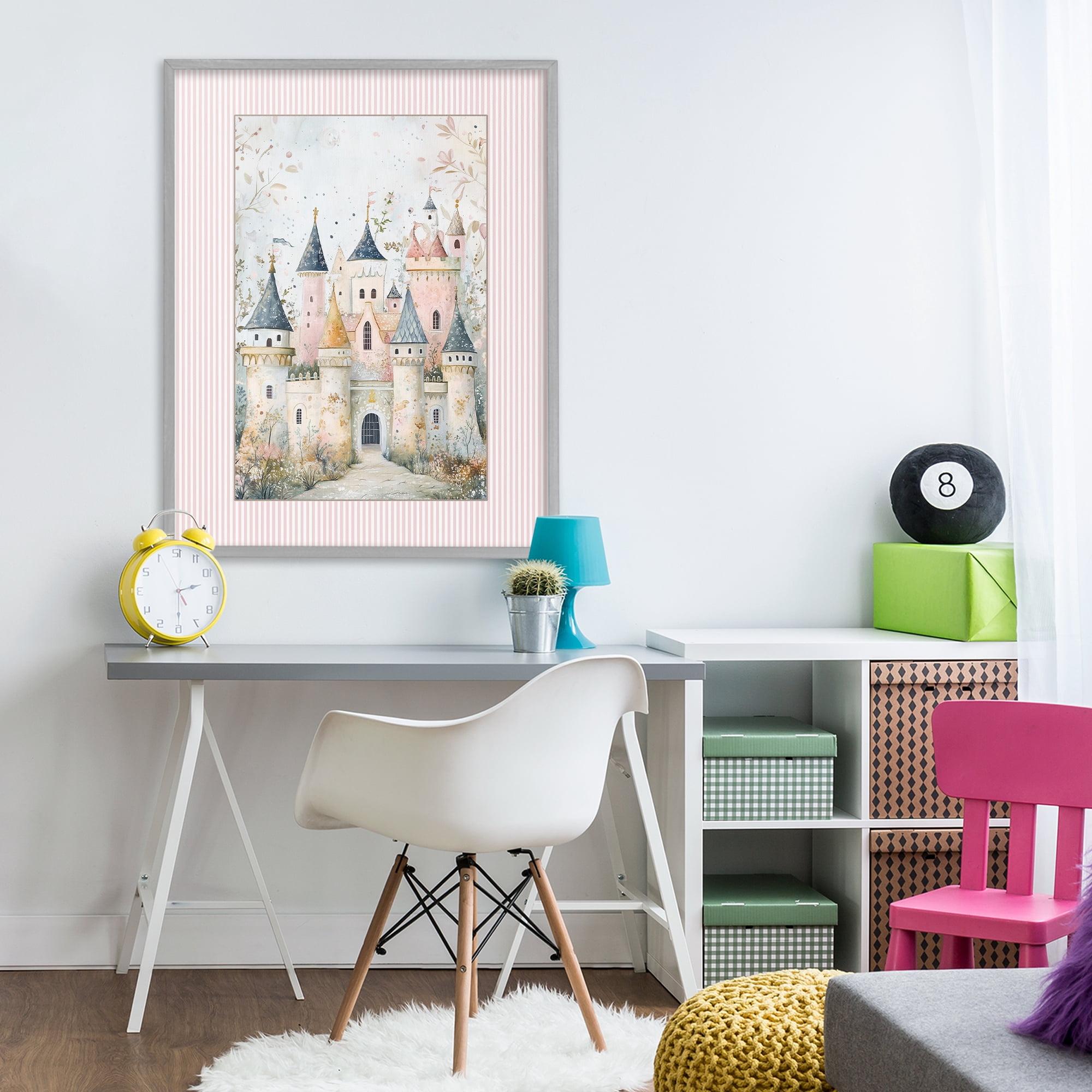 Stupell Industries Enchanted Dreams Castle Gray Framed Giclee Art, design by Christine Simpson Art