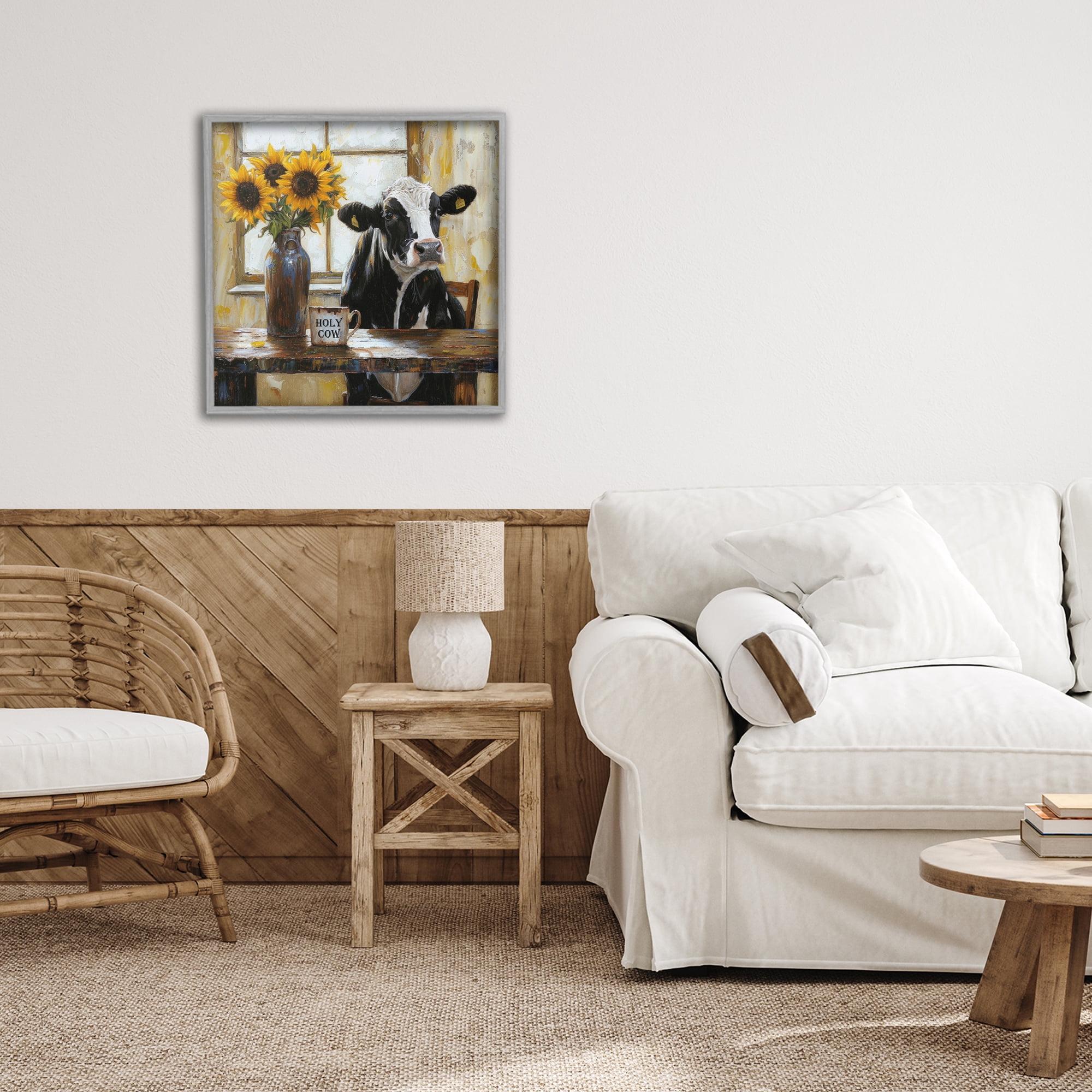 Stupell Industries Holy Cow Rustic Farm Table Gray Framed Giclee Art, design by Tina LeCour