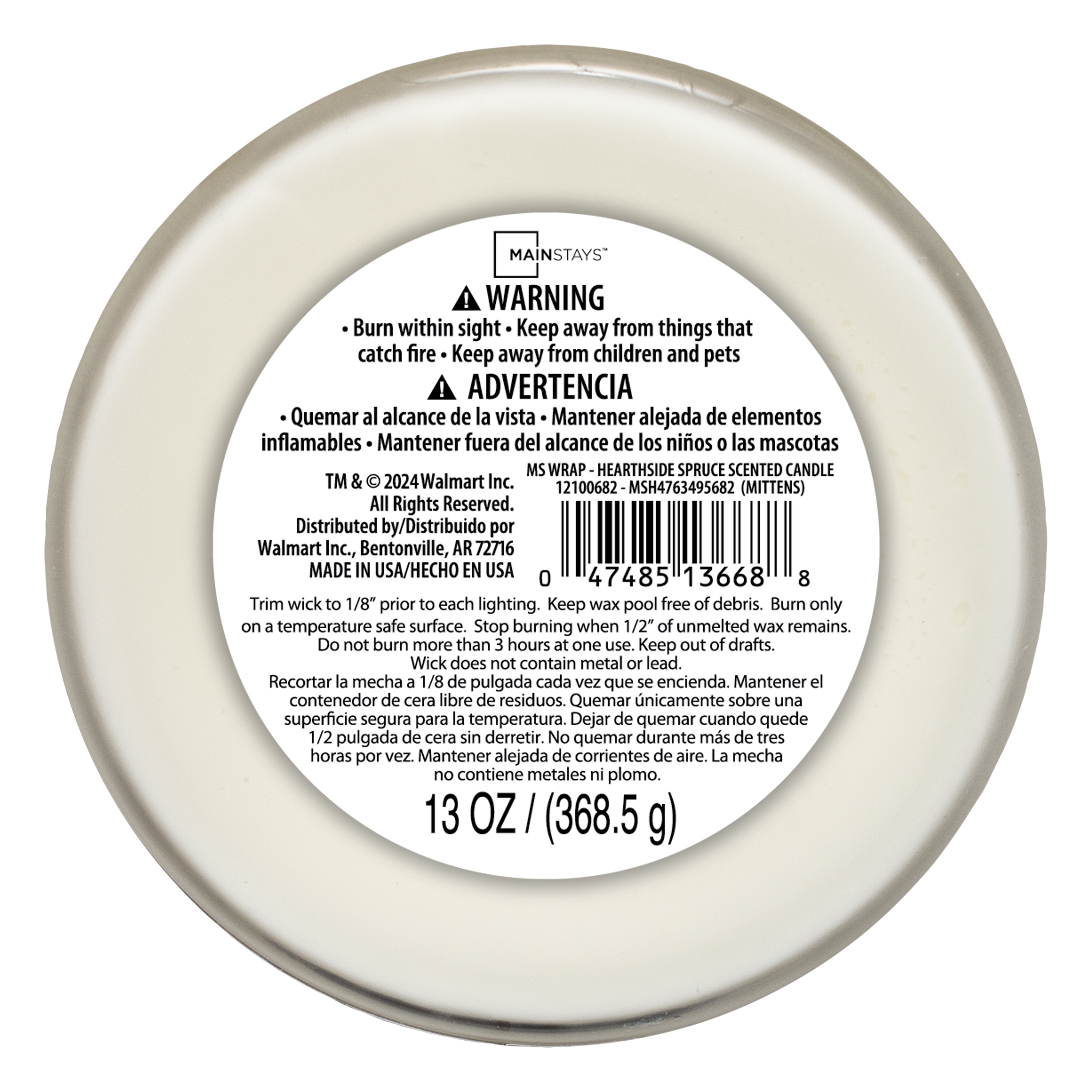 Mainstays Scented 3-Wick Jar Candle, Hearthside Spruce, 13 oz