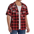 thumbnail image 2 of Easygdp Red Buffalo Plaid Mens Short Sleeve Button Down,Cuban Shirts for Men，Men's Casual Short-Sleeved Shirt-3X-Large, 2 of 5