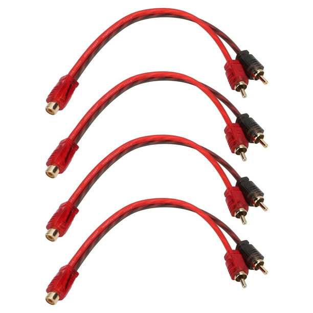 Cable adaptador RCA para coche (4 unidades, 1 hembra, 2 machos), divisor en Y, para altavoz, de 20 cm de largo, para dispositivos con conector de 3,5 mm.