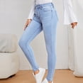 thumbnail image 5 of PiGOGI Women's High Waisted Stretchy Jeans Straight Leg with Pockets Full Length Pants Casual Solid Color Denim Jean Bottoms Blue XL, 5 of 6