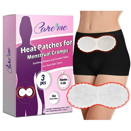 Heat Patches for Menstrual Cramps and Period Pain Relief by Care me- Natural Heating Therapy pads Provide 8-10 hrs of Continuous Warming Comfort for Abdomen and Back Pain (a pack of 3 heat (Best Way To Stop Period Cramps)