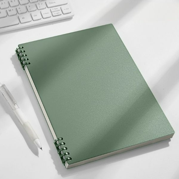 Djiypn 1 Pack A5 Notebook Spiral Journal Refillable 5.5" x 8.1" Notebook with 12 Binder, Home Office Lined Journal for Women & Writing, Army Green