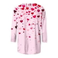 thumbnail image 5 of Valentine's Day Shirts for Women Cute Heart Tees Crewneck 3/4 Sleeve Tops Fashion Summer Tshirts, 5 of 5