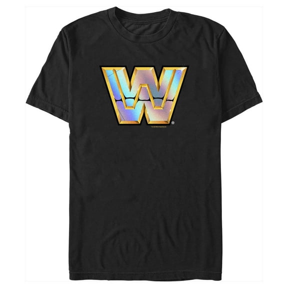 Men's WWE Wrestlemania Gold Shiny Logo Graphic Tee Black Medium