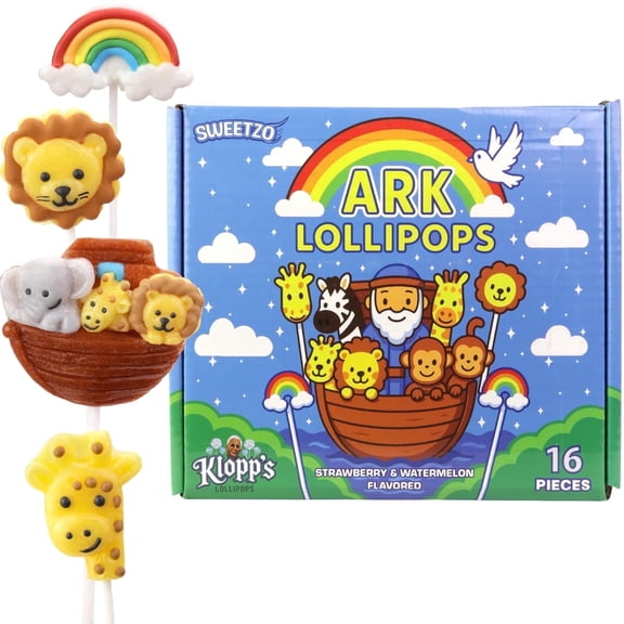 Animal Lollipops, Religious Candy, 16 Count Variety Pack, 10 Ounce Box