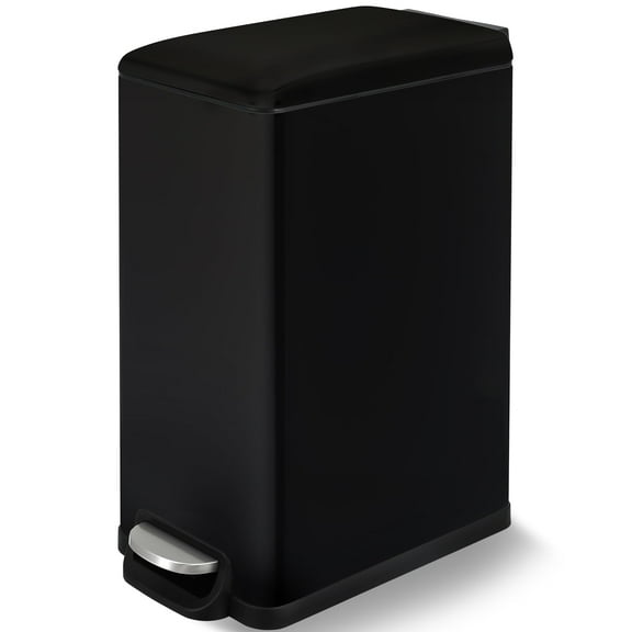 Pirecart 13.2 Gallon Slim Trash Can, Stainless Steel Kitchen Step Garbage Can, Black