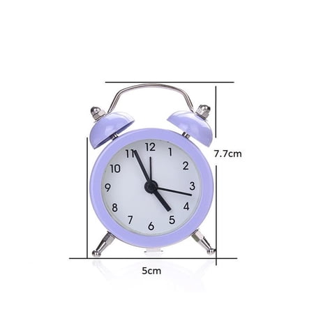 RRJ Twin Silent Alloy Stainless Metal Alarm Clock, No Ticking Noise Digital Clock with Night Light, Loud Alarm for Heavy Sleepers, Mini Portable Desk Clock for Bedroom Office Travel Teen