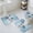 Blue, variant on Pink Floral Bath Mat 3 Piece Bathroom Rug Set, Vintage Botanical Gradient Pastel Painting Non Slip Bath Rug Contour Mat and Toilet Lid Cover, Absorbent Shower Mats Soft Bath Rugs and Mats Sets