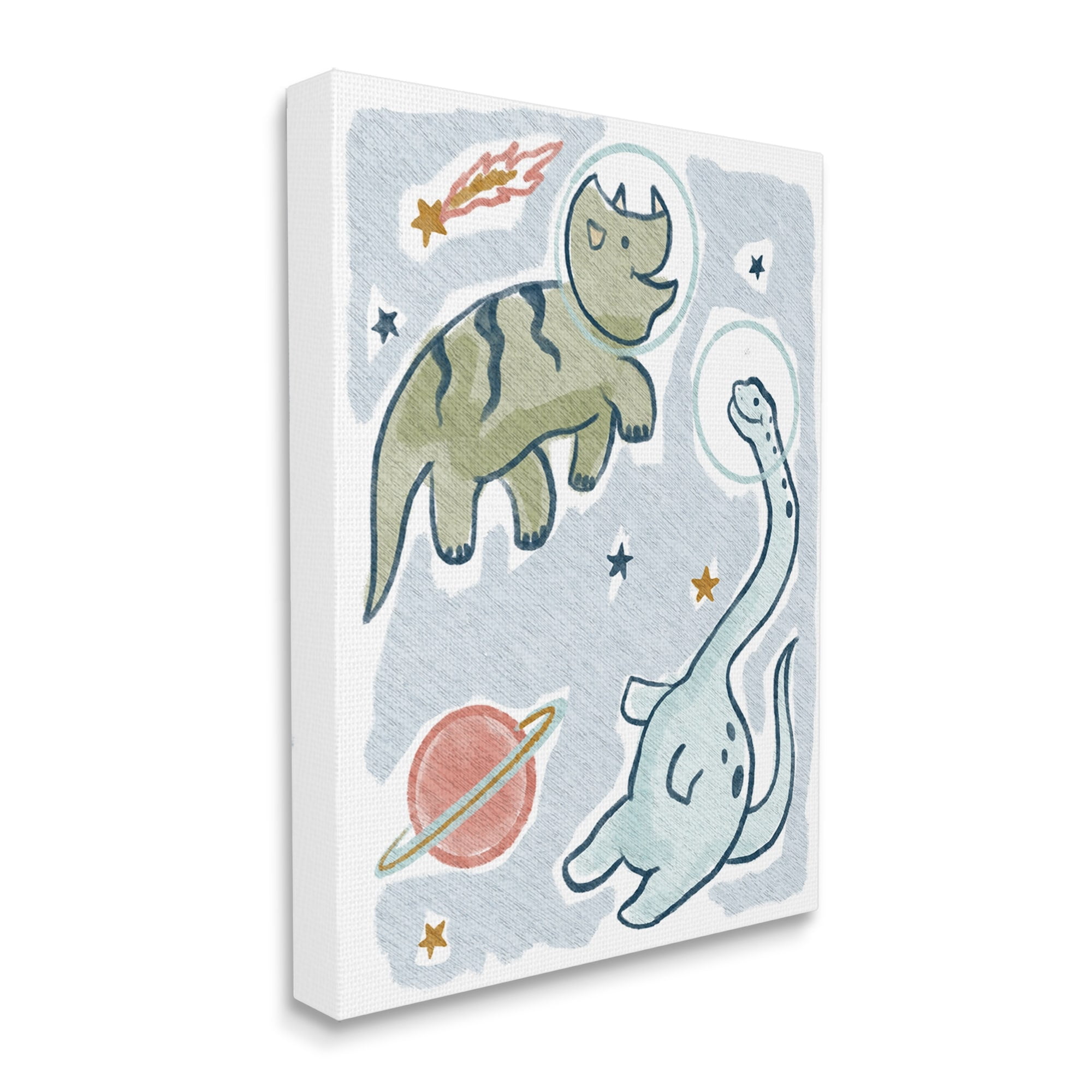 Stupell Industries Playful Dinosaurs Outer Space Planets Stars , 16 x 20, Design by Lil' Rue