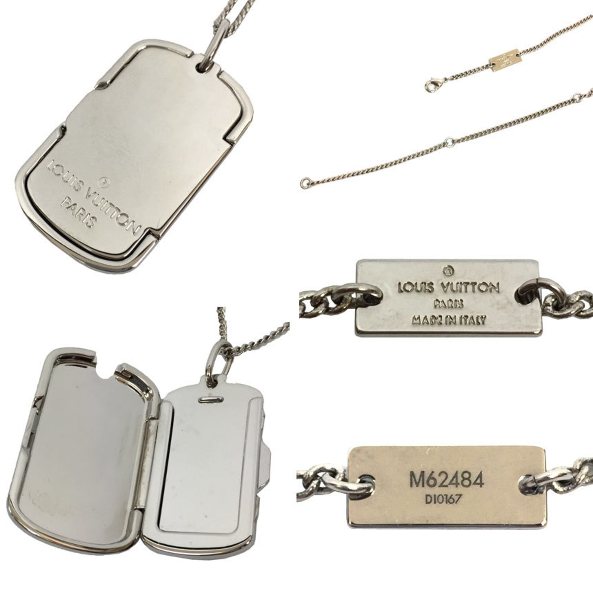 Authenticated Used Louis Vuitton LOUIS VUITTON Collier Plakes Gambling  Necklace M62678 Pendant Men's Silver x 
