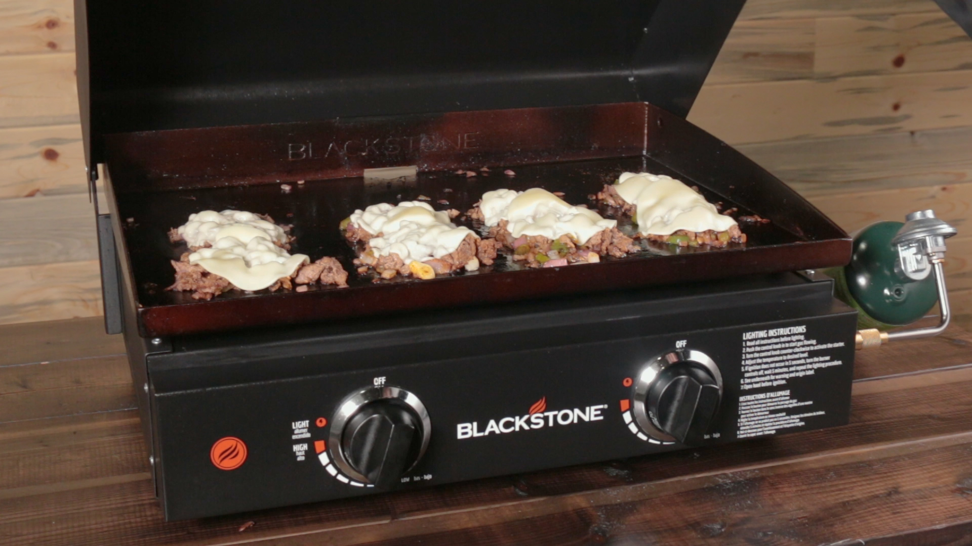Outdoor Blackstone 22 in. Griddle with Hood, Legs, and Bulk Adapter Hose eBay