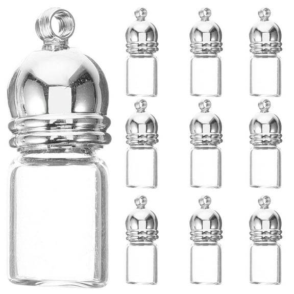 Koolleo 10Pcs Mini Wish Bottles Small Wishing Jars DIY Glass Bottle Charms DIY Crafts Supply
