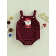 thumbnail image 2 of Arvbitana Baby Girls Boys Christmas Corduroy Overalls Santa Claus Tree Elk Embroidery Sleeveless Square Neck Sling Romper New Year Bodysuit for Casual Daily 0-18M, 2 of 9