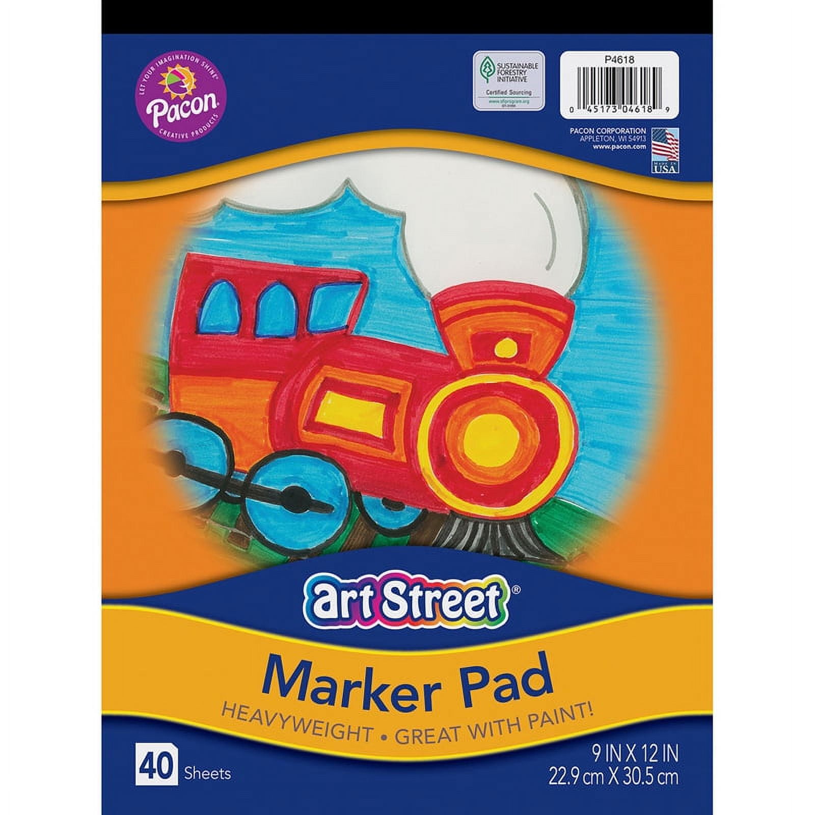 (2 pack) Pacon Art Street White Watercolor and Marker Pad 12" x 9" PAC4618