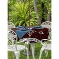thumbnail image 2 of Outdoor Tablecloth with Umbrella Hole and Zipper, Brown Boho Round Table Cloth 54 Inch Waterproof Tablecloth, Retro Farmhouse Abstract Geometric Ethnic Art Picnic Table Cover for Patio Camping, 2 of 7