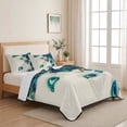thumbnail image 5 of Queen Quilt Set 90''x96'', Peacock Feather Lightweight Bedspread Coverlet Set with 2 Pillow Shams, Teal Ethnic Rustic Farmhouse Elegant Breathable All Season Quilt Bedding for Bedroom/Guest Room, 5 of 9
