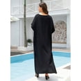 thumbnail image 3 of Beach Kaftan Dresses for Women Plus Size Caftan Loungewear Mexican Embroidered Dress Long Beach Tunic Summer Elegant Vacation Outfit Batwing Sleeve Robe, 3 of 12