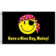 Pirate Happy Face Flag Have a Nice Day Matey Jolly Roger 3 x 5 Smiley Outdoor