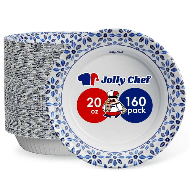 Cuencos de papel Jolly Chef, 20 onzas, 160 unidades, a prueba de remojo, desechables