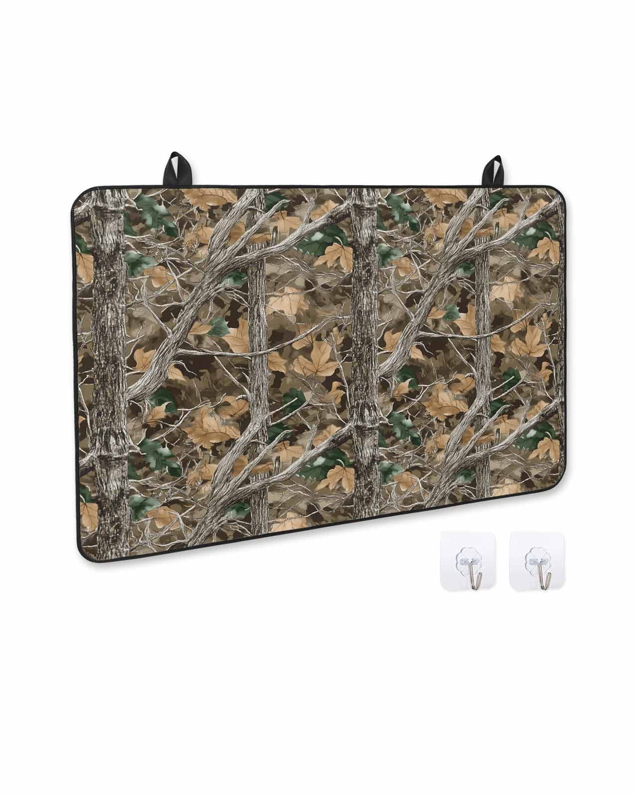 nqOlkjepod Large Induction Cooktop Protector Mat 24"x21", Brown Fall Maple Leaves Stove Top Covers for Electric Stove, Branches Wood Tree Forest Stove Burner Cover Mats, Glass Top Stove Cover