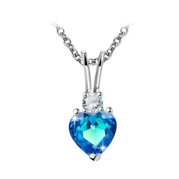 ROMAD Popular Platinum Plated Chain Necklace Heart Shape Pendant Copper Jewelry