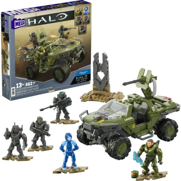 MEGA Halo FLEETCOM Warthog Vehicle Building Kit with 5 Micro Action Figures (469 pieces), Ages 13+