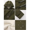 thumbnail image 5 of WTOBBY Women's Composite Velvet Windbreaker Jacket Long Sleeve Hooded Waterproof Rain Coat Solid Color Zip Up Fleece Lined Warm Outerwear for Hiking Travel,Army Green L, 5 of 7