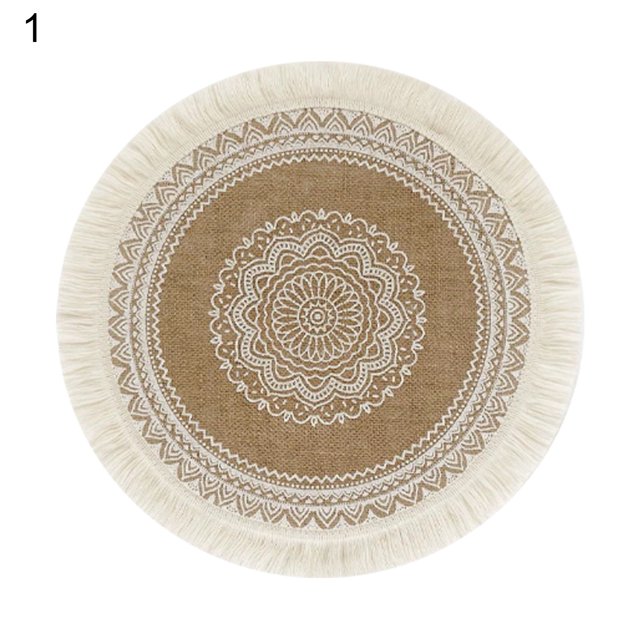 ENJOYW Rattan Trivet Mats Heat Insulation Handmade Cotton Flax Dining Table Non-Slip Placemat for Kitchen Jute Coaster